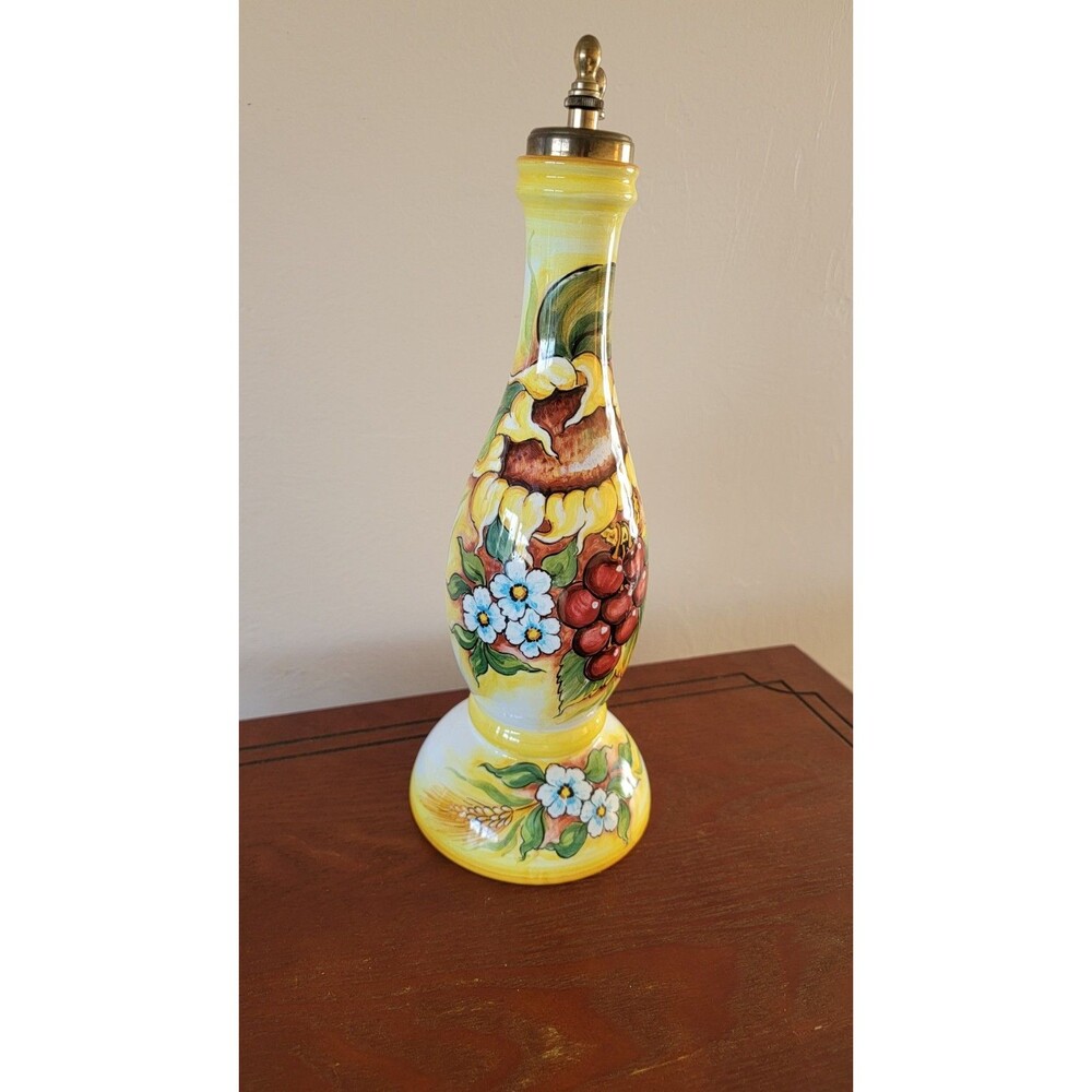 Italian ceramic art pottery 13" tall pepper mill sunflowers Taormina, Italy